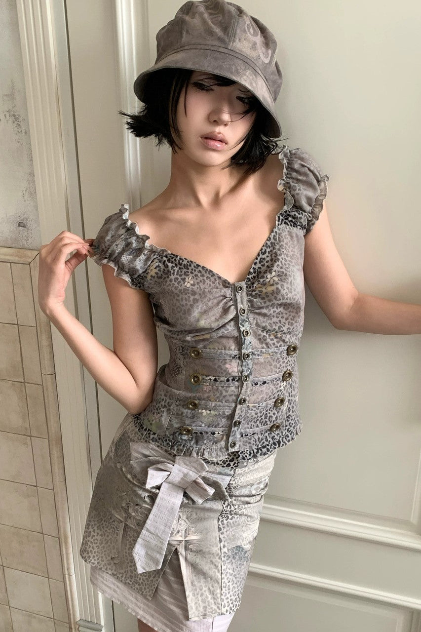 Floral Leopard Vintage Top