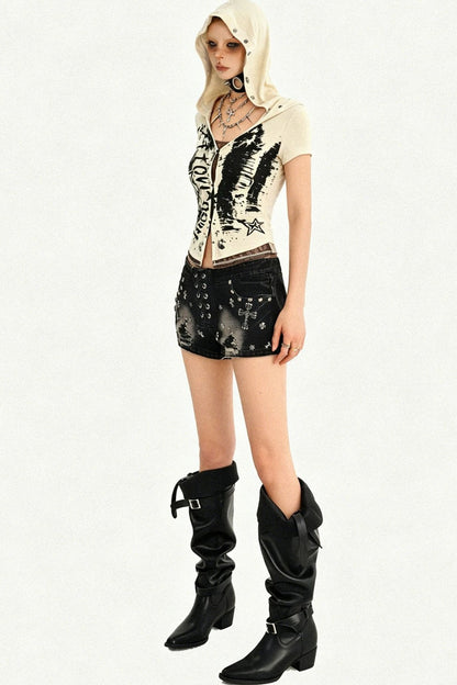 Street Punk Hooded Crop Top