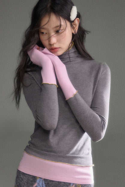 Wool Blend Color-Block Knit Top