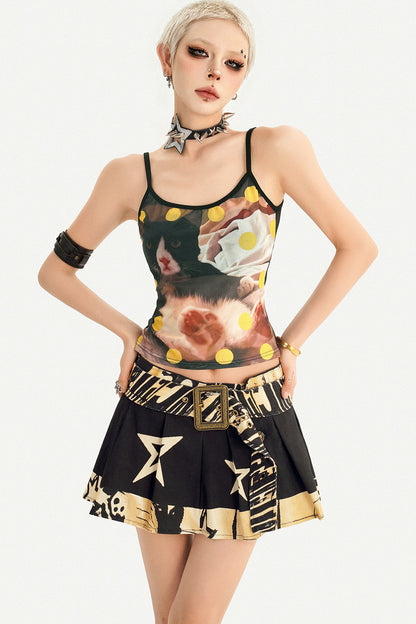 Cat Polka Dot Sheer Camisole