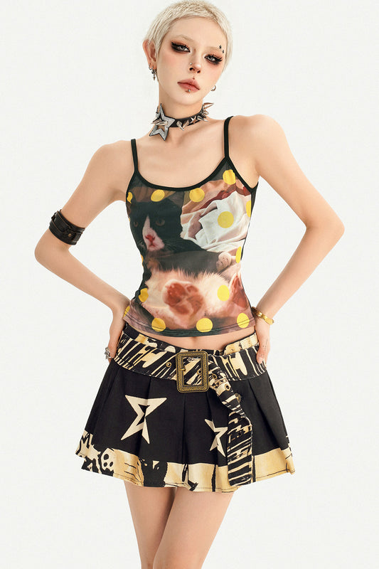 Cat Polka Dot Sheer Camisole