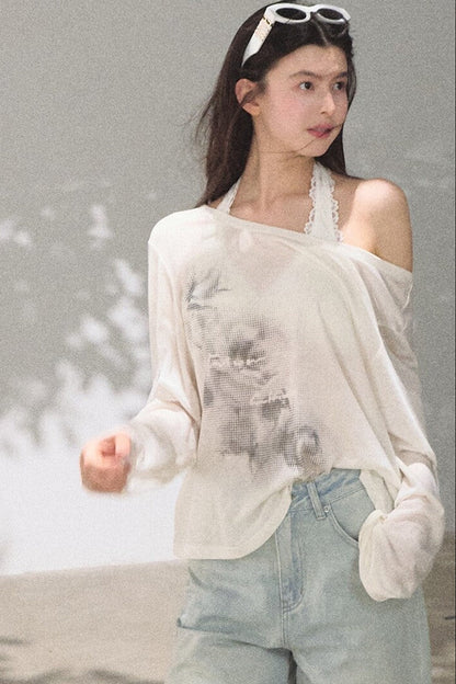 Asymmetrical Off-Shoulder Wool Modal Top