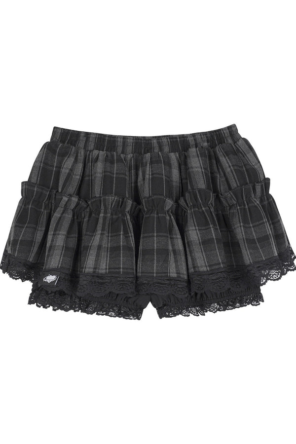 Gray Black Plaid Three-Layer Puffy Skirt