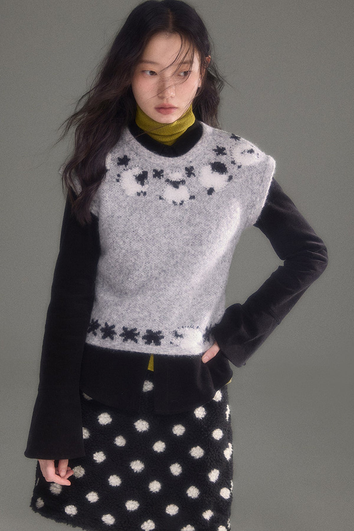 Sheep Jacquard Knitted Sweater Vest