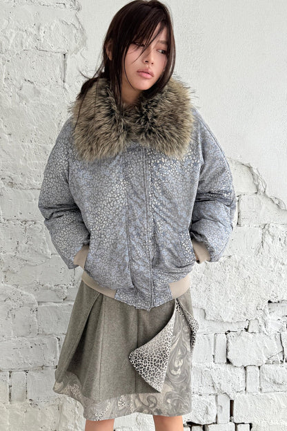 Asymmetrical Ruffled Baroque Leopard Print Wool Skirt