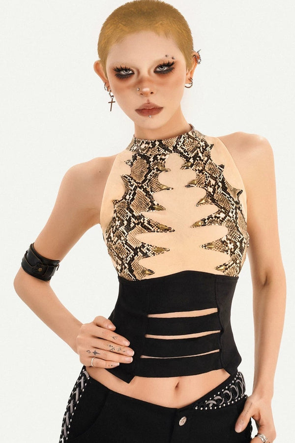 Retro Snake Print Tank Top