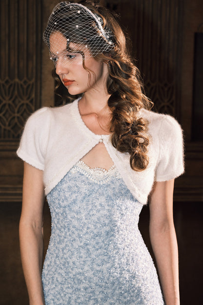 Blue Coral Sequin Cardigan and Dress Set-Up