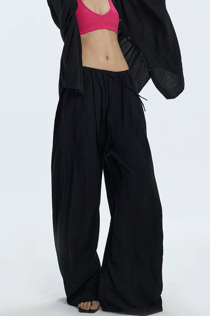 Black Textured Resort Shirt Pants Set-Up