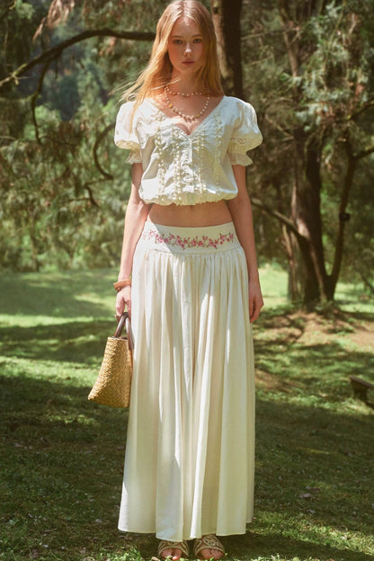 Rose Holiday Ramie Puff Sleeve Set-Up