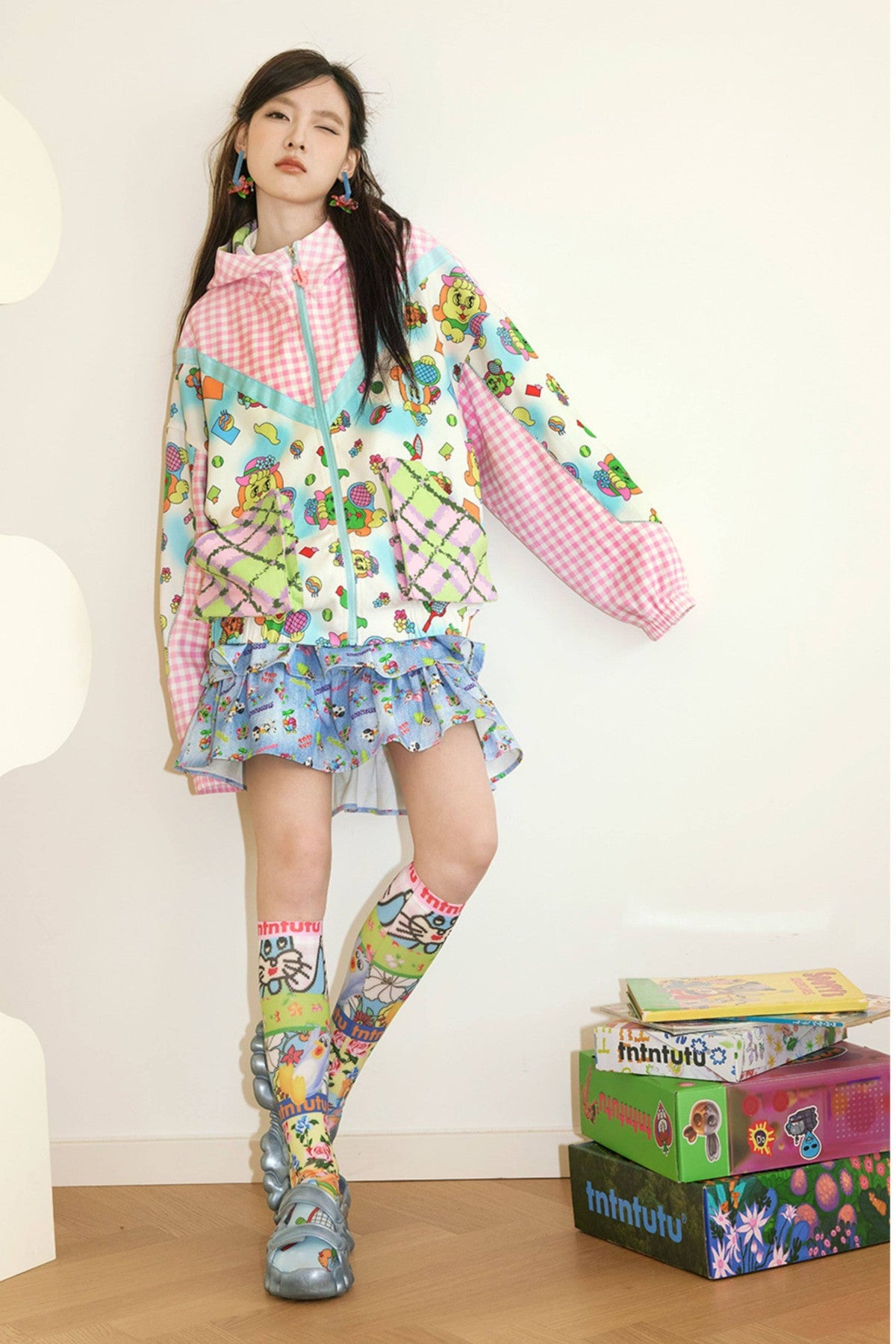 Floral Plaid Animal Hooded Jacket