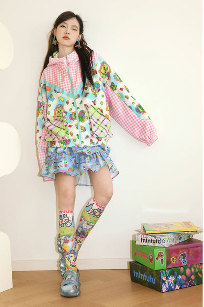 Floral Plaid Animal Hooded Jacket