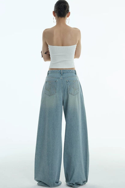 Jeans a gamba larga blu chiaro di luna