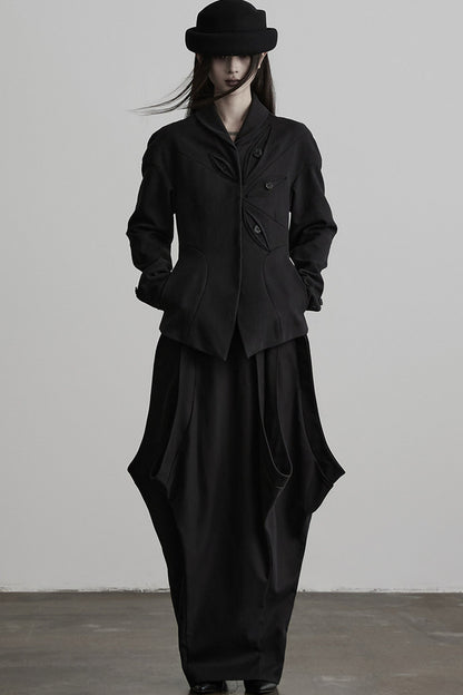 Deconstructed Button-Eye Collar Jacket