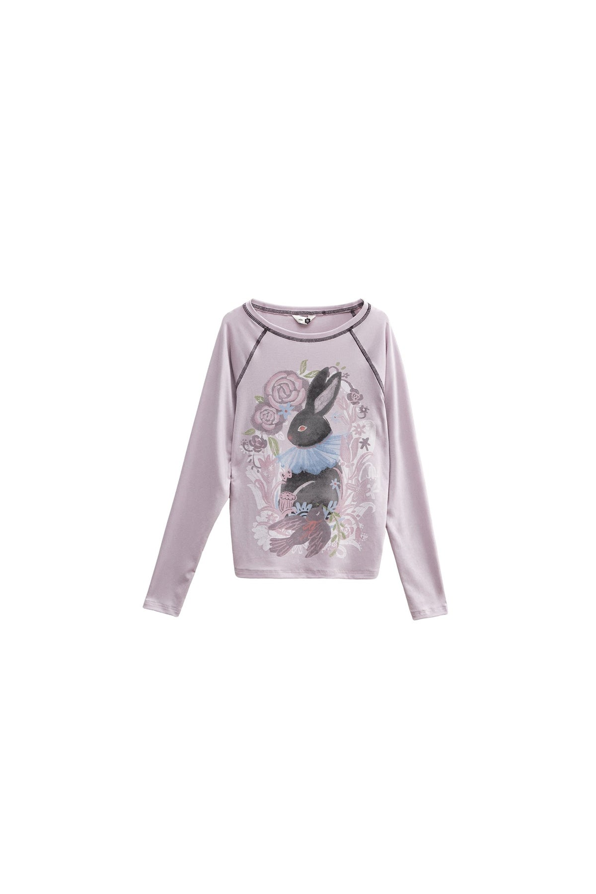 Bunny Print Tencel Long-Sleeved T-Shirt and Pants Set-Up