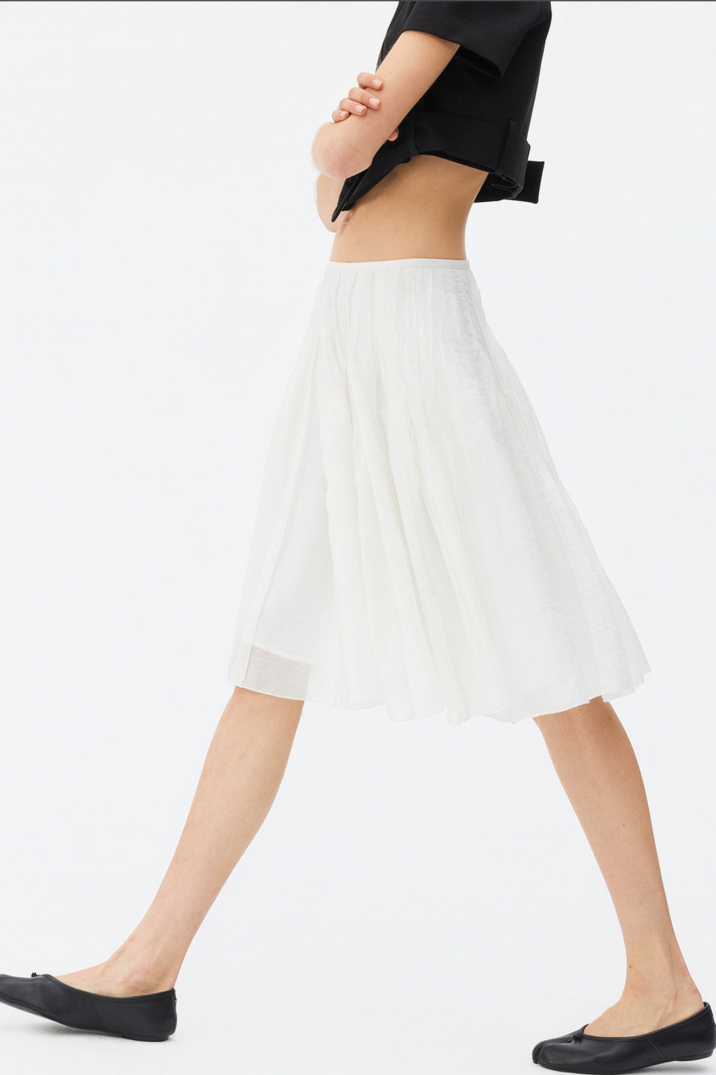 Tencel Pleated A-Line Skirt