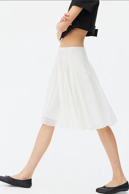 Tencel Pleated A-Line Skirt