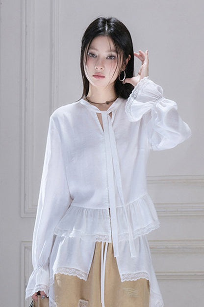 Detachable Ruffle Hem Blouse Set