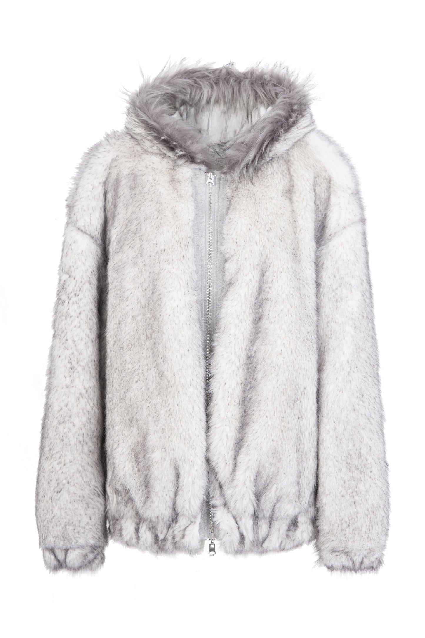 Reversible Hooded Faux Fur Coat
