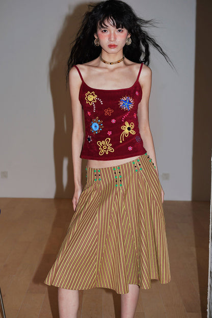 Colorful Rope Embroidery Camisole