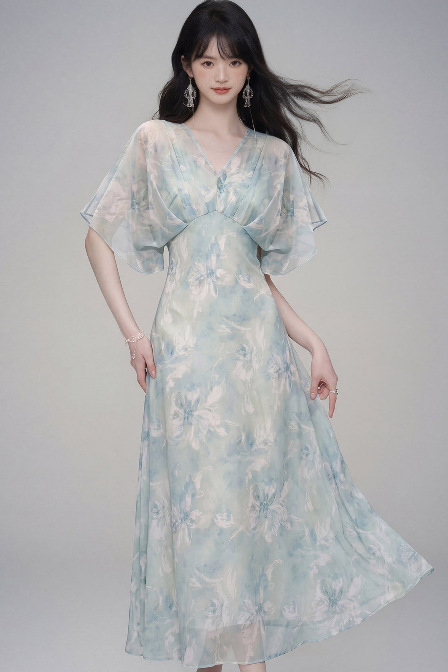 Pink Lotus Gradient Floral Dress
