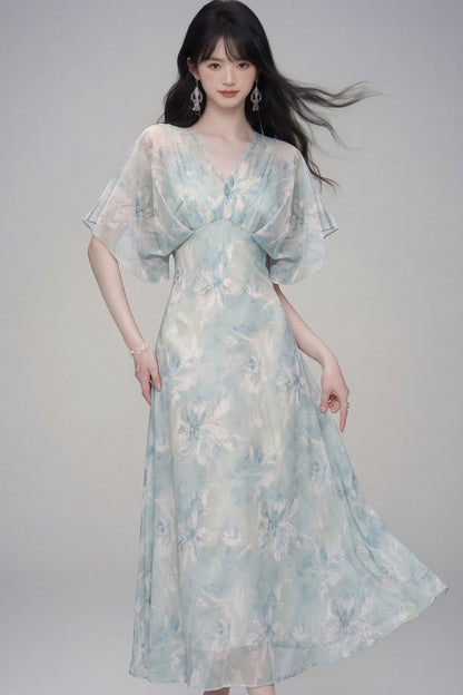Pink Lotus Gradient Floral Dress