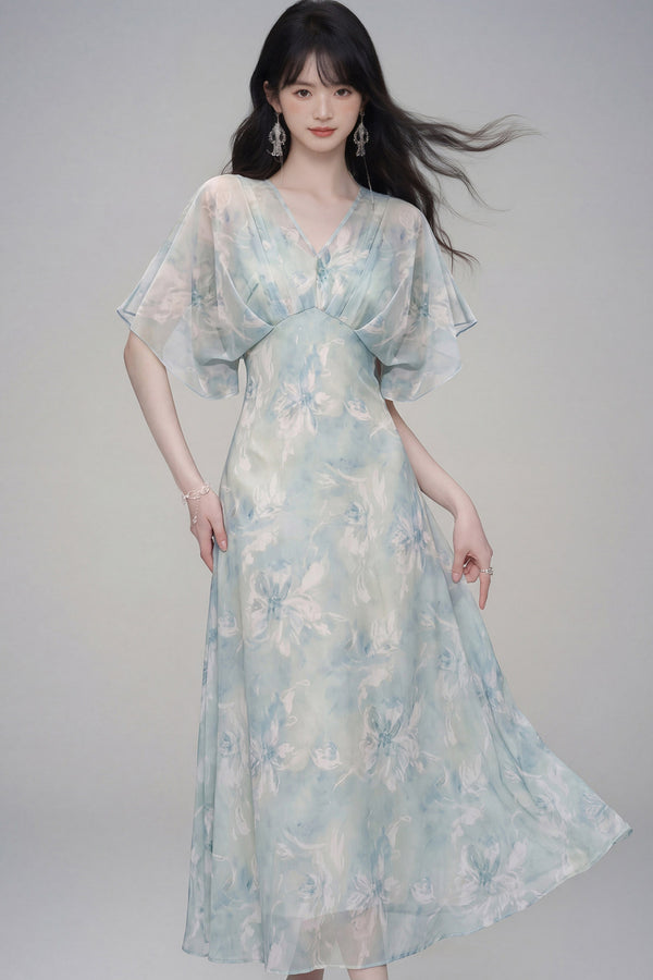 Pink Lotus Gradient Floral Dress