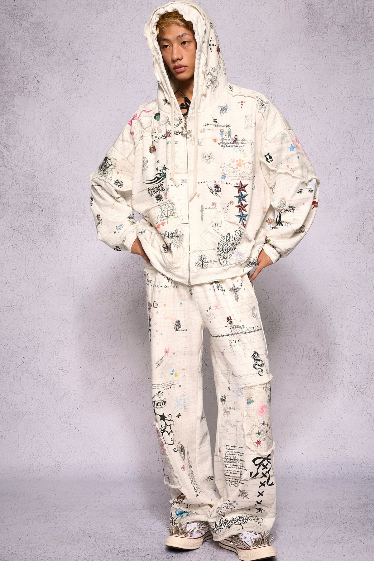 Torn Manuscript Fragmented Sweatpants