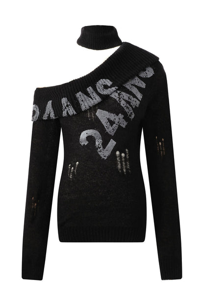Worn Rubber Print Knit Top
