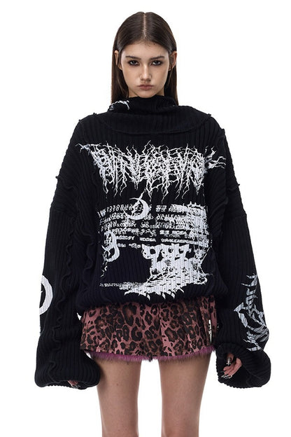 Y2K Patchwork Hooded Knit Hoodie