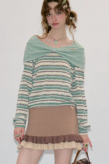 Green Striped Knit Top