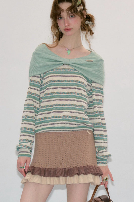Green Striped Knit Top