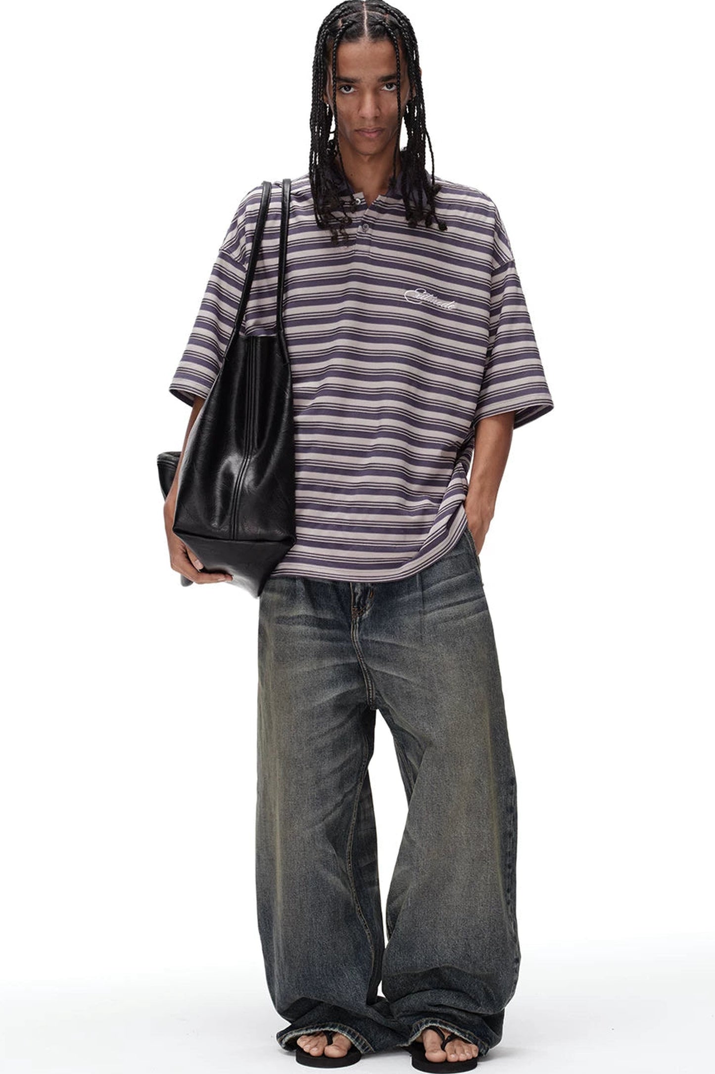 Retro Striped Embroidered Polo Shirt