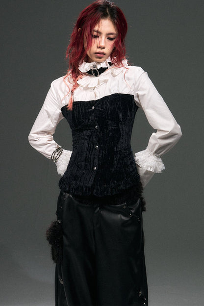 Retro Punk Velvet Bell Sleeve Shirt