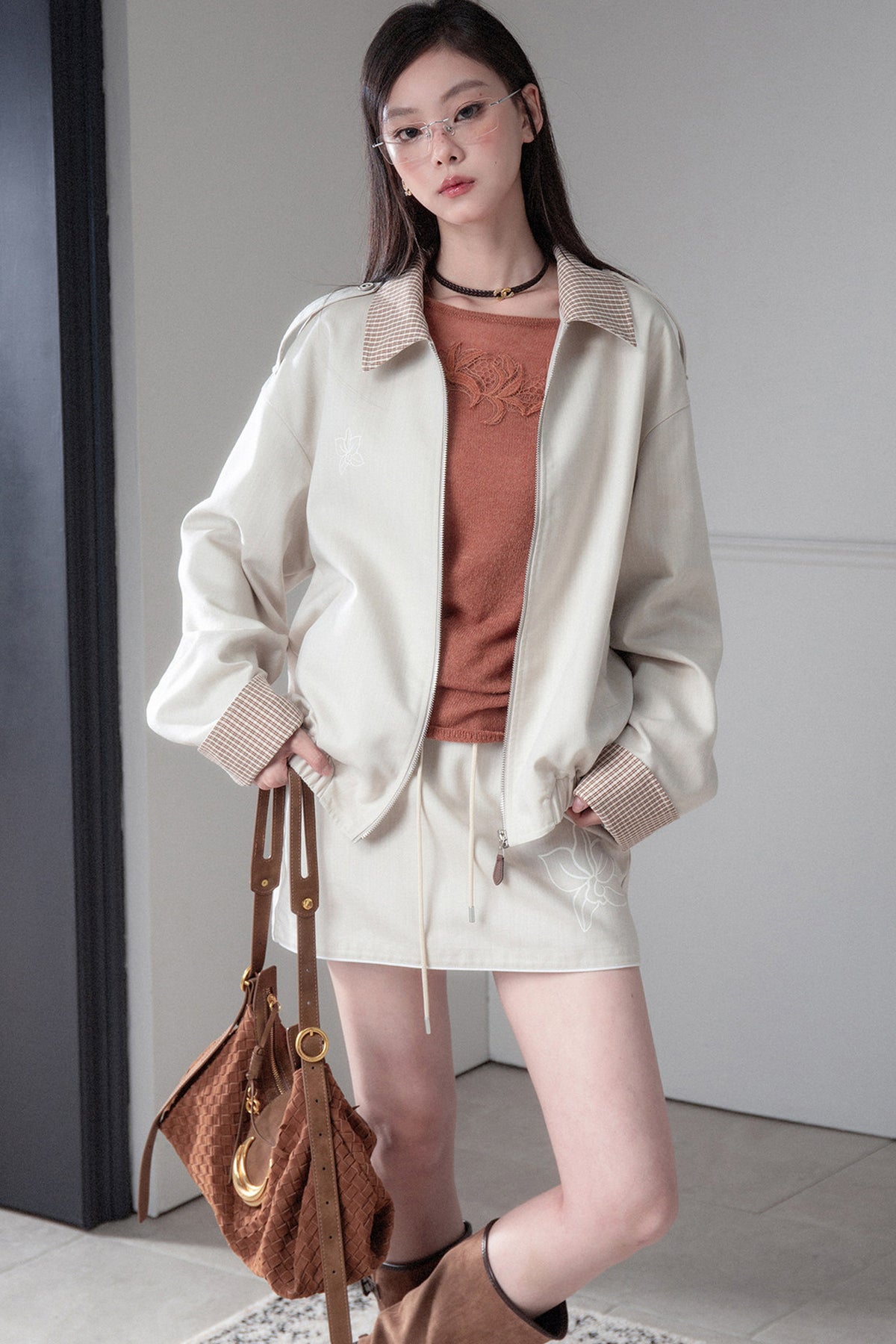 Printed Lyocell Jacket and Skirt Set