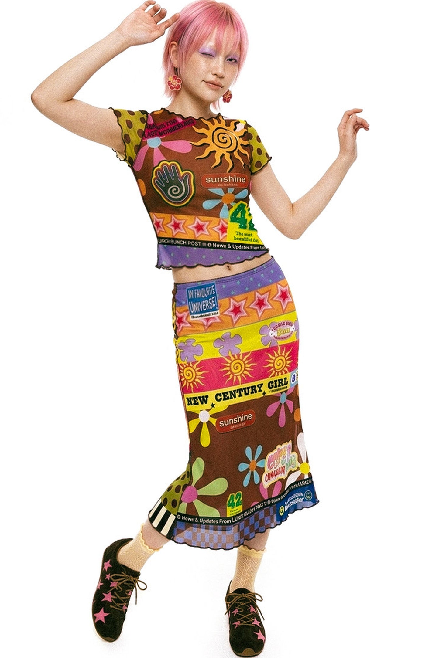 Retro Mesh Fishtail Skirt Set-Up