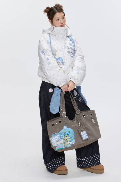 Star Polka Dot Hooded Down Jacket
