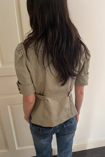 Trench Style Double-Breasted Lace Shirt