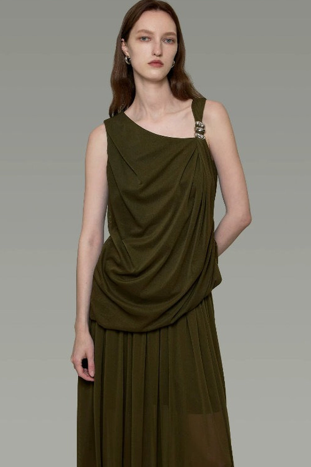 Sleeveless Top with Drapey Skirt Set-Up