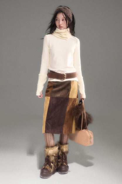 Slim Fit Plush Diagonal Lapel Knit Top