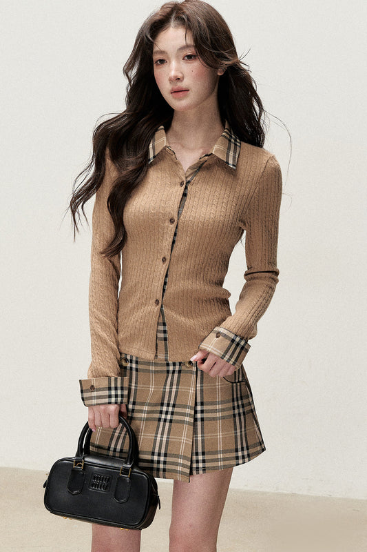 Knit Cardigan and Skirt Set-Up