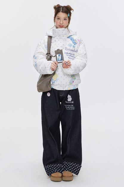 Star Polka Dot Hooded Down Jacket