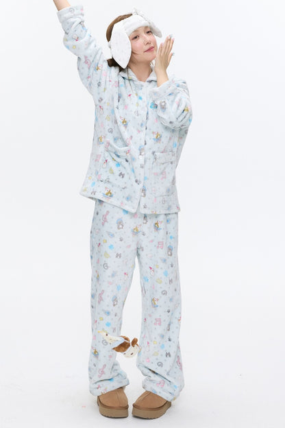 Octopus Print Flannel Pajama Set