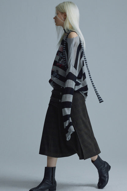 Top in maglia a righe punk a maniche lunghe