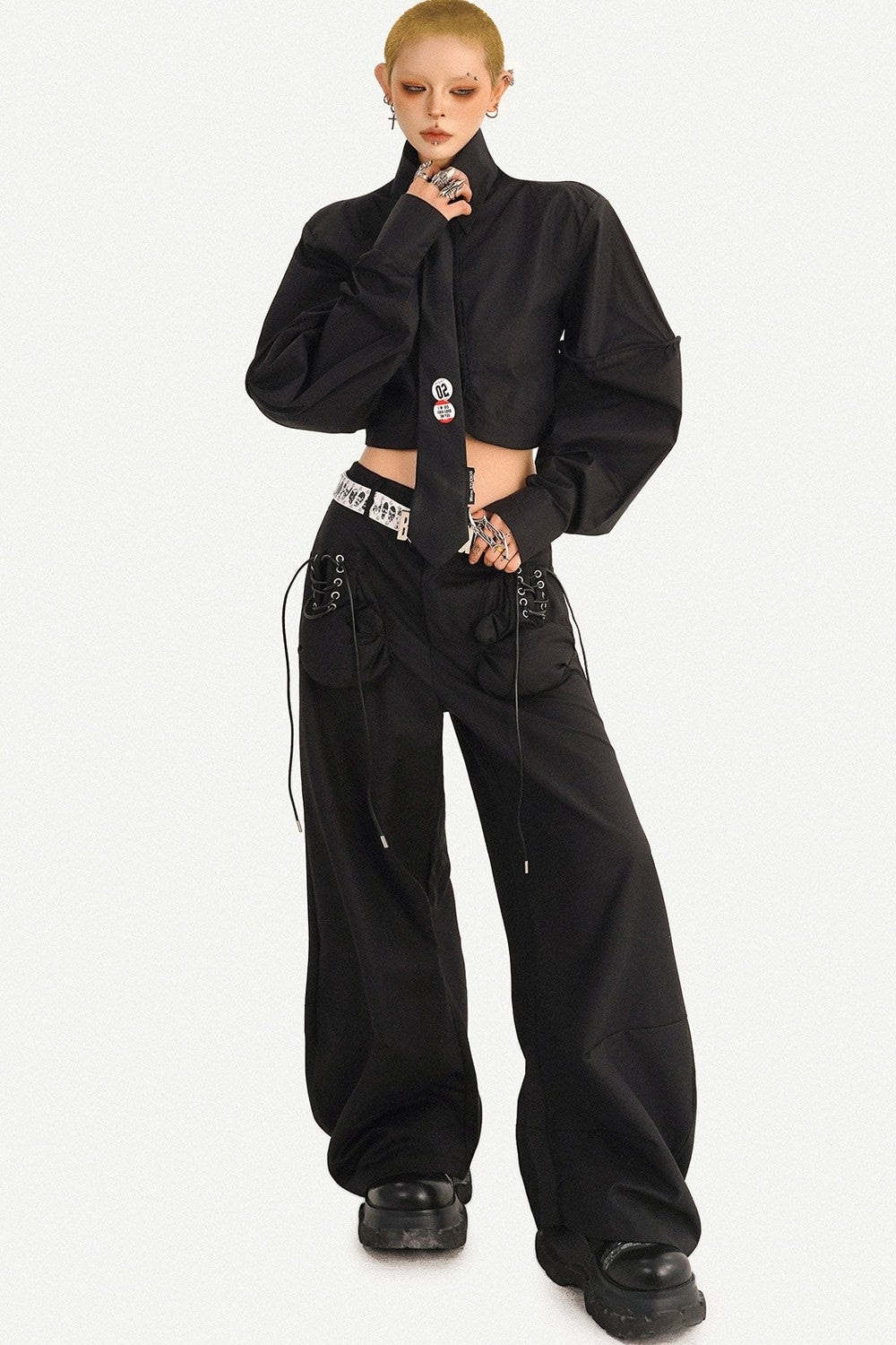 Dark Style Lace-Up Shirt