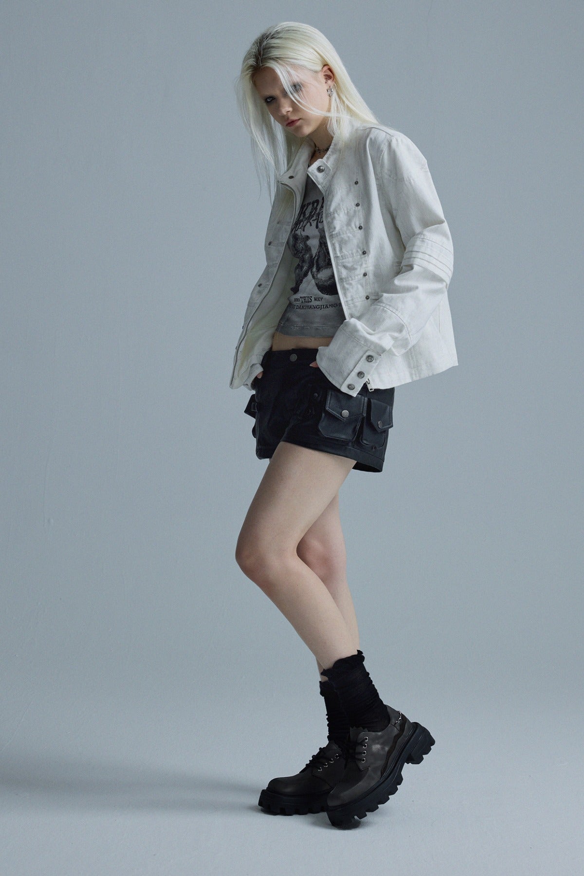 Textured Metal Buckle Jacket