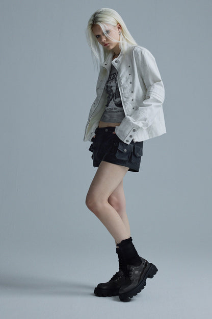 Textured Metal Buckle Jacket
