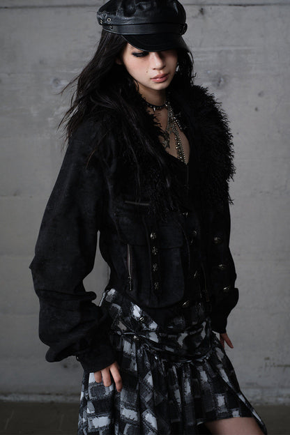 Functional Layered-Look Suede Jacket