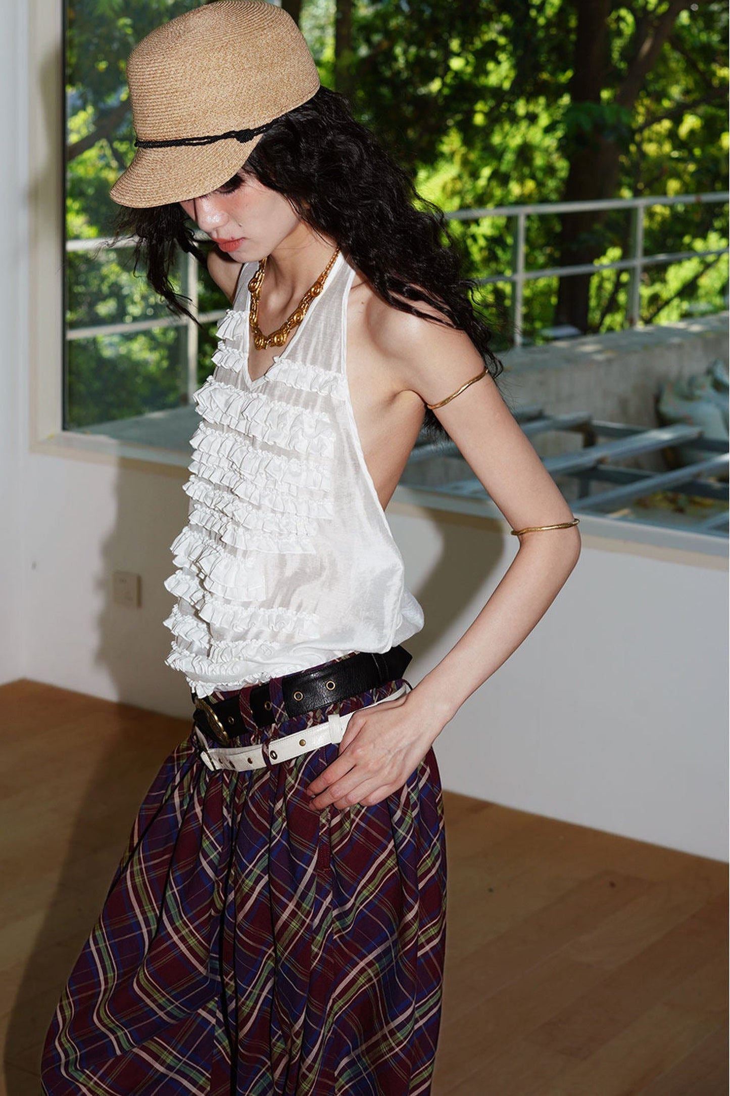 Lyocell Ruffle Halter Top
