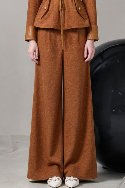 Caramel Lapel Collar Jacket and Pants Set