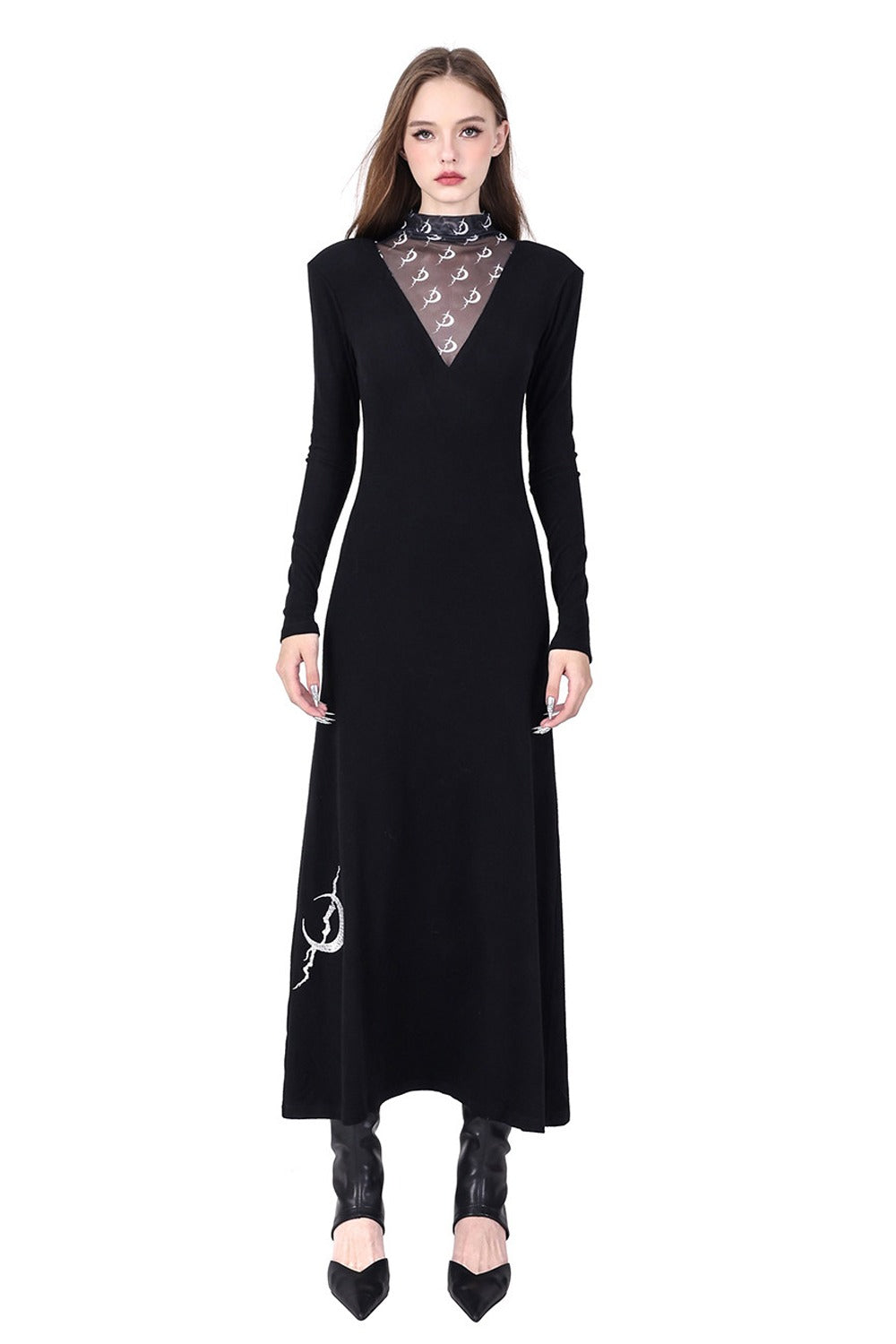 Mesh High Neck Dress